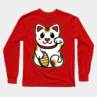 Cute Maneki Neko - White Long Sleeve T-Shirt